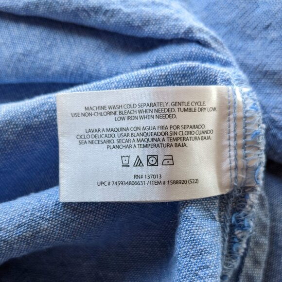 Orvis linen blend long sleeve button down shirt with tab sleeves - Picture 12 of 12